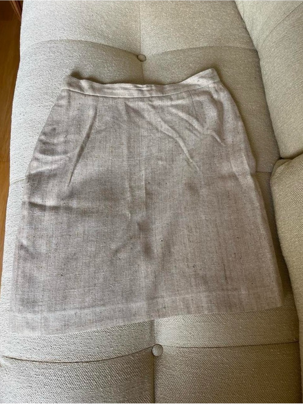 Neutral Linen-Blend Pencil Skirt - Light Beige